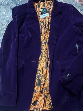 Fun Suits Disney Purple Velvet Blazer with Orange Graphic  Hocus Pocud